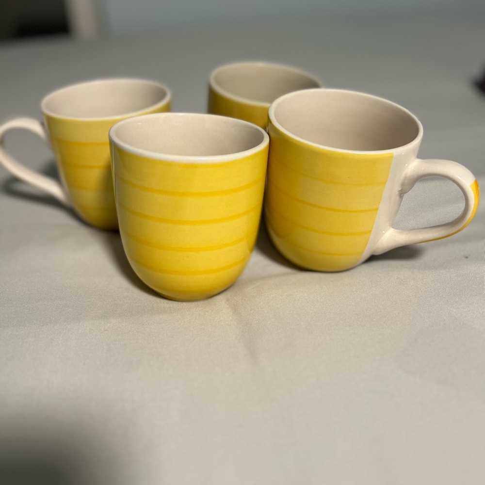 Yellow fiestaware coffee mugs